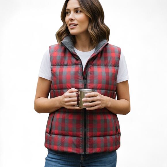 GAP Women's Plaid Full Zip Outdoor Padded Sleeveless Winter Vest  size L - Picture 1 of 9